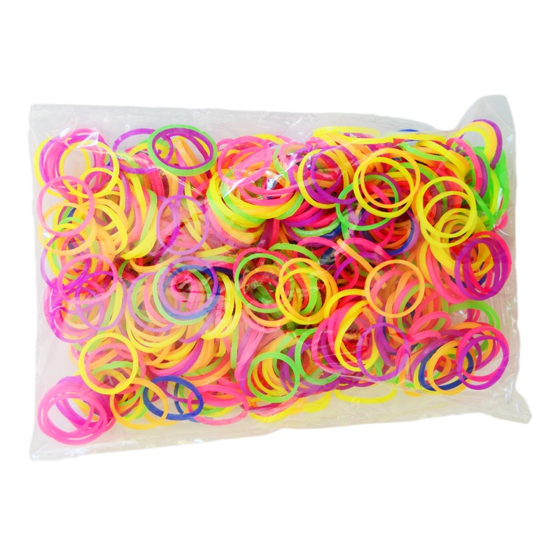 Recharge bracelet Loops 150 élastiques - Assortiment transparent + 6  fermoirs - Bracelet élastique - Creavea