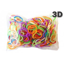 300 élastiques PERLÉS 3D - Recharge loom