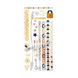 Metal temporary tattoo - Arrows and locks