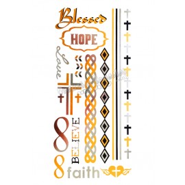 Metal temporary tattoo - Cross and Hope