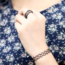 Black ring and bracelet choker